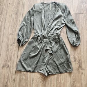Zara Olive Green Satin Top